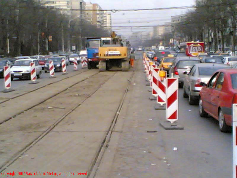 Vaivoda Vlad fotograf in Romania lucrari trafic circulatie aglomearat carosabil linie sine tramvai soseaua Colentina sector 2 Bucuresti 2007