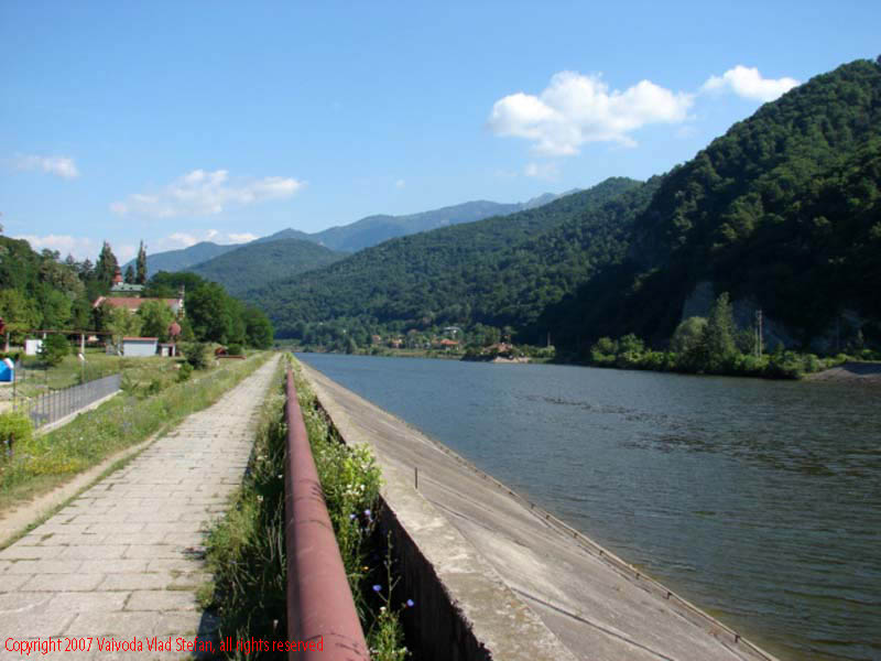 Vaivoda Vlad fotograf in Romania drum european national sosea sosele excursie calatorie calator voiaj masina automobil condus sofat soferie circula circulatie daewoo matiz autostrada autostrazi rutier trafic malul oltului malul oltului deal padure impadurit Panorama Olt de pe Insula Ostrov 2007 poza 1